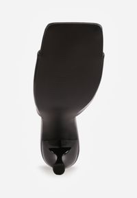 Born2be - Czarne Klapki na Szpilce z Otwartym Kwadratowym Noskiem Avalessa. Okazja: na co dzień, na ślub cywilny, na wesele. Nosek buta: otwarty. Kolor: czarny. Materiał: jeans. Obcas: na szpilce. Styl: casual, elegancki, wizytowy #6