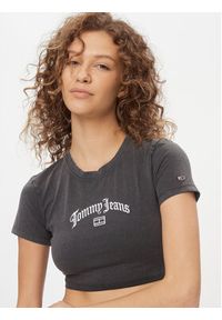 Tommy Jeans T-Shirt Grunge DW0DW16451 Czarny Cropped Fit. Kolor: czarny. Materiał: bawełna