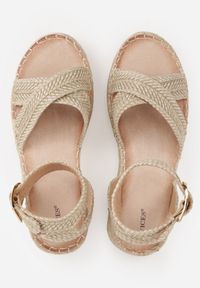Born2be - Jasnobeżowe Plecione Sandały Boho VICES ze Skrzyżowanymi Paskami Aqiaria. Okazja: na co dzień. Zapięcie: pasek. Kolor: beżowy. Materiał: len. Sezon: lato. Styl: boho #6