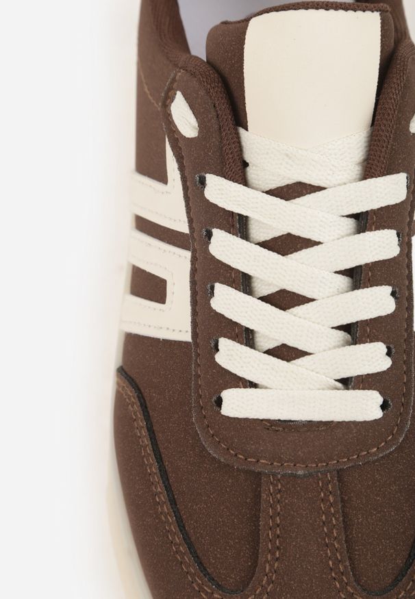 Born2be - Brązowe Sneakersy Kultowe Tenisówki na Platformie Hlalna. Kolor: brązowy. Materiał: jeans. Szerokość cholewki: normalna. Sezon: wiosna. Obcas: na platformie