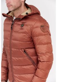 Blauer USA - BLAUER Brązowa męska puchowa kurtka Sergio z kapturem, Rozmiar M. Typ kołnierza: kaptur. Kolor: brązowy. Materiał: puch