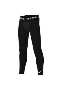 Legginsy treningowe dla dzieci Nike Pro. Okazja: na uczelnię. Kolor: czarny. Materiał: elastan, poliester. Styl: sportowy