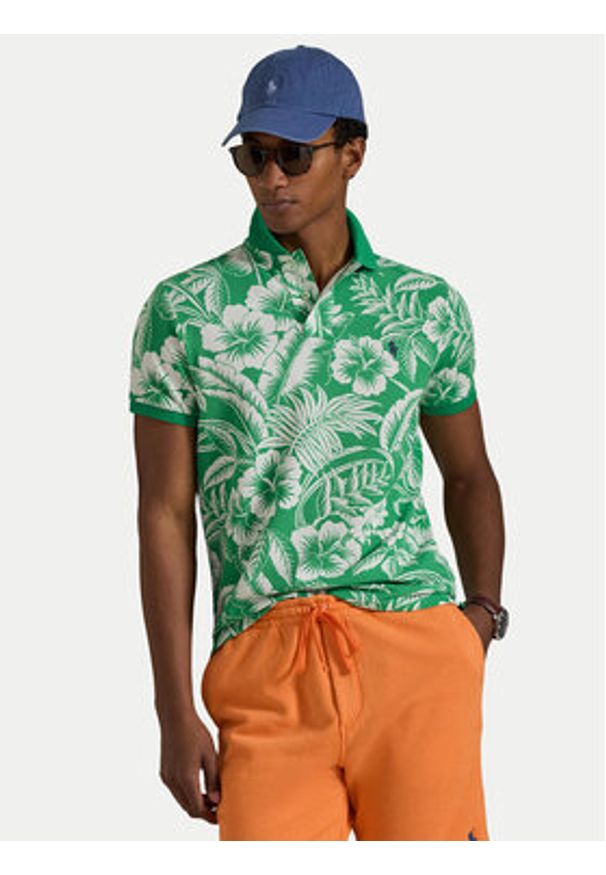 Polo Ralph Lauren Polo 710B13529001 Zielony Slim Fit. Typ kołnierza: polo. Kolor: zielony. Materiał: bawełna