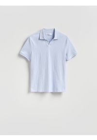 Reserved - Bawełniana koszulka polo - jasnoniebieski. Typ kołnierza: polo. Kolor: niebieski. Materiał: bawełna
