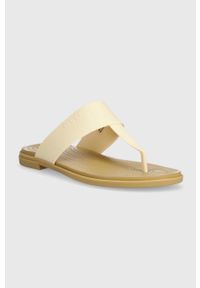 Crocs japonki Tulum Flip damskie kolor beżowy na płaskim obcasie 206752. Kolor: beżowy. Materiał: guma. Obcas: na obcasie. Wysokość obcasa: niski #4