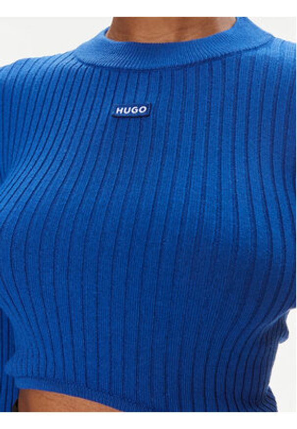 Hugo Sweter Succoire_B 50514280 Niebieski Slim Fit. Kolor: niebieski. Materiał: wiskoza, syntetyk