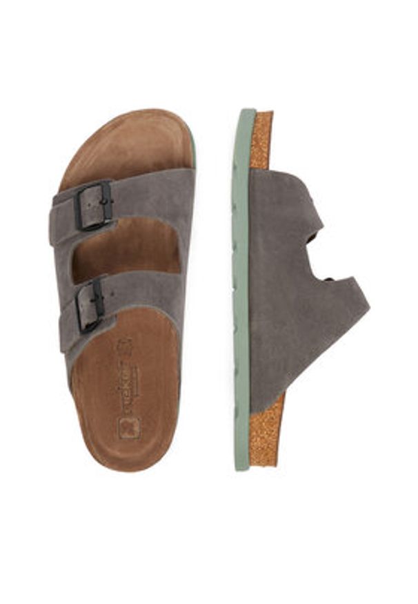 Rieker Klapki CEO-21190-45 Szary. Kolor: szary. Materiał: nubuk, skóra