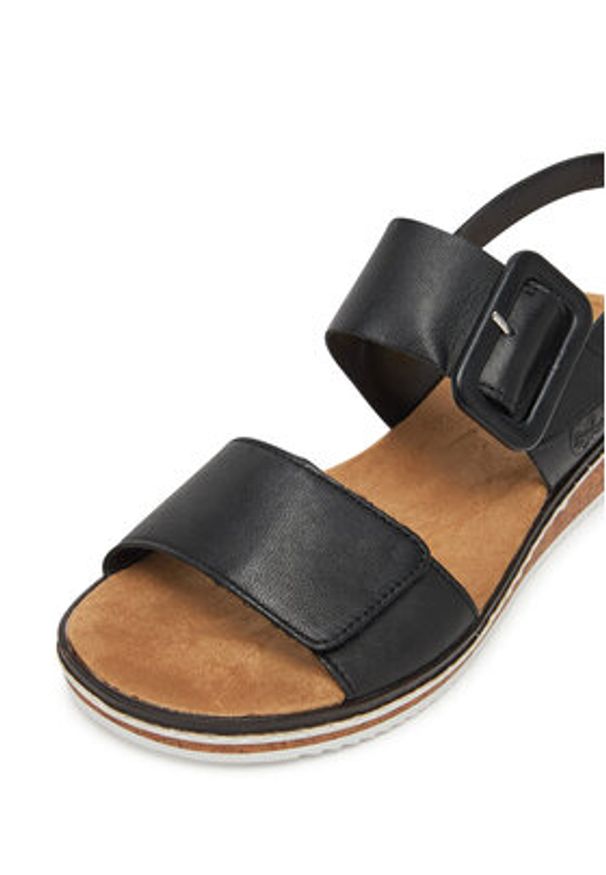 Rieker Sandały V3667-00 Czarny. Kolor: czarny. Materiał: skóra