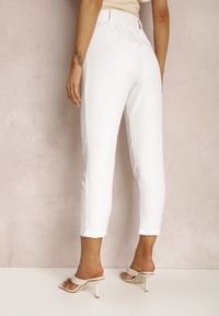 Renee - Białe Spodnie z Paskiem Eudea. Kolor: biały. Materiał: materiał. Długość: długie. Wzór: jednolity. Styl: elegancki