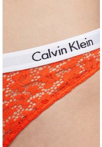 Calvin Klein Underwear brazyliany kolor pomarańczowy z koronki. Kolor: pomarańczowy. Materiał: koronka. Wzór: koronka #2