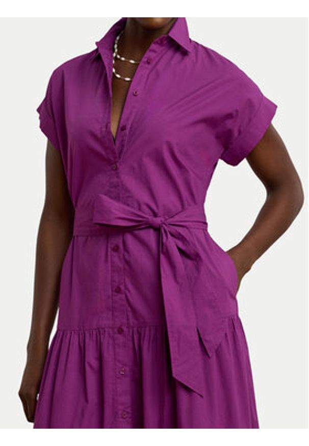 Lauren Ralph Lauren - LAUREN RALPH LAUREN Sukienka koszulowa 200970821001 Fioletowy Regular Fit. Kolor: fioletowy. Materiał: bawełna. Typ sukienki: koszulowe