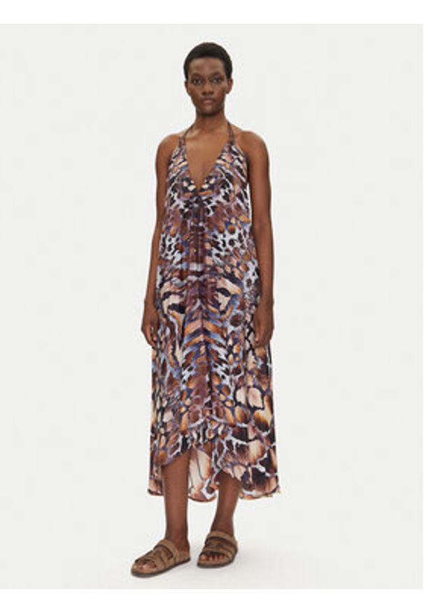 Iconique Sukienka letnia IC25-140 Kolorowy Relaxed Fit. Materiał: syntetyk. Wzór: kolorowy. Sezon: lato