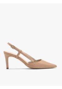 Ryłko - Beżowe czółenka typu slingback. Zapięcie: pasek. Kolor: beżowy. Materiał: skóra. Obcas: na obcasie. Styl: street. Wysokość obcasa: średni #1