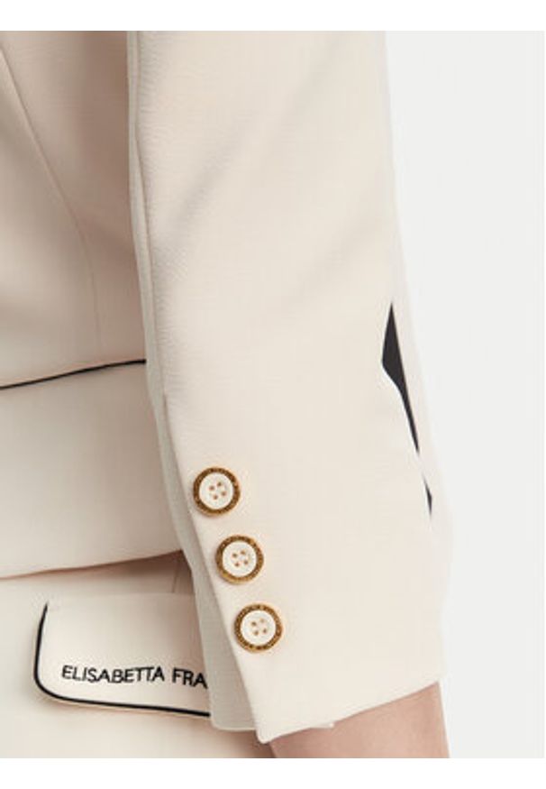 Elisabetta Franchi Marynarka GI-T51-51E2-V560 Écru Regular Fit. Materiał: syntetyk