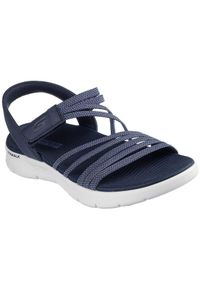 skechers - Sandały Skechers Go Walk Flex Sandal, Kobiety. Okazja: na plażę. Kolor: niebieski. Materiał: syntetyk, tkanina. Styl: sportowy