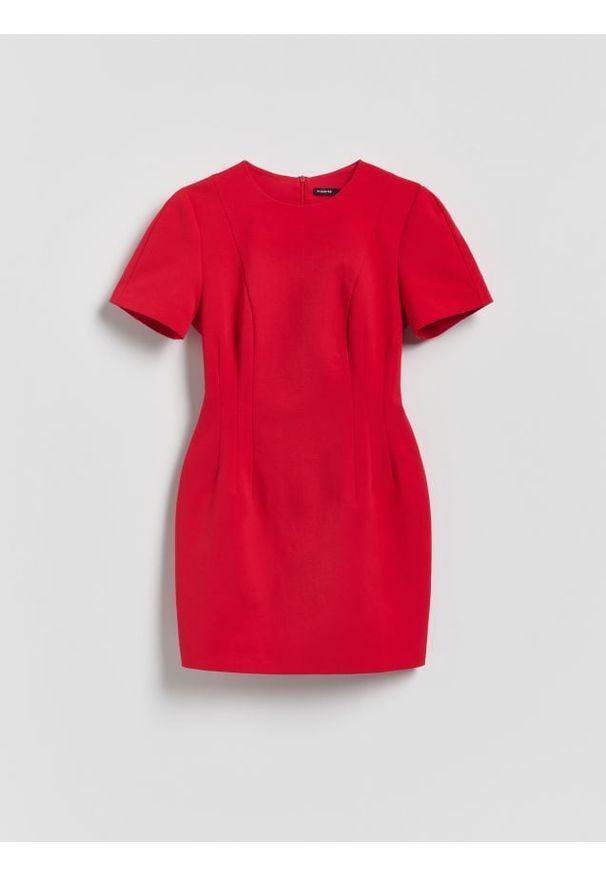 Reserved - Sukienka mini - czerwony. Kolor: czerwony. Materiał: tkanina, bawełna. Długość: mini