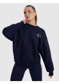 4f - 4F Bluza dresowa nierozpinana bez kaptura damska - granatowa M. Okazja: na co dzień. Typ kołnierza: bez kaptura. Kolor: niebieski. Materiał: dresówka. Styl: sportowy, casual #1