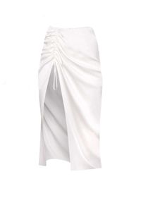 LOVE & ROSE - Biała spódnica midi Tulum. Stan: podwyższony. Kolor: biały