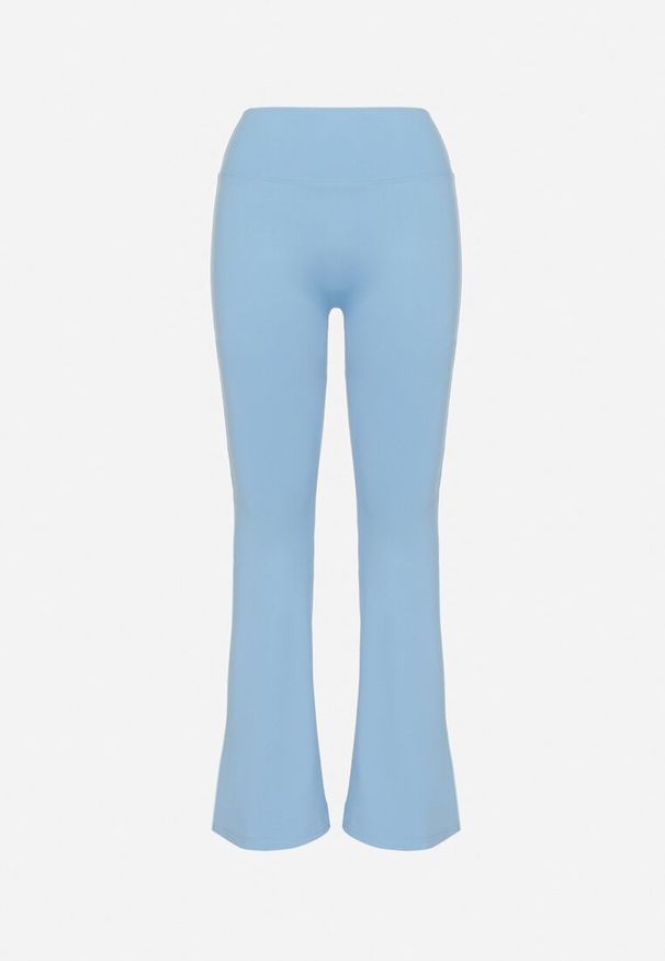 Born2be - Niebieskie Spodnie Legginsy Typu Dzwony z Wysokim Stanem Melonell. Stan: podwyższony. Kolor: niebieski