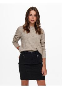 only - ONLY Sweter 15234745 Beżowy Regular Fit. Kolor: beżowy. Materiał: syntetyk