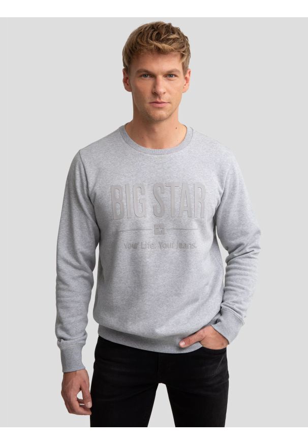 Big-Star - Bluza męska z nadrukiem szara Ecodort 902. Okazja: na co dzień. Kolor: szary. Materiał: bawełna. Wzór: nadruk. Styl: casual, klasyczny, sportowy