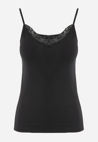 Born2be - Czarny Top Bawełniany Ramsey. Kolor: czarny. Materiał: bawełna. Długość rękawa: na ramiączkach. Wzór: gładki, aplikacja, koronka. Styl: elegancki #4