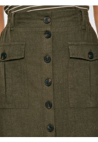 Big-Star - Spódnica damska lniana midi khaki Roliana 303. Okazja: na co dzień. Kolor: zielony. Materiał: len. Styl: casual #6