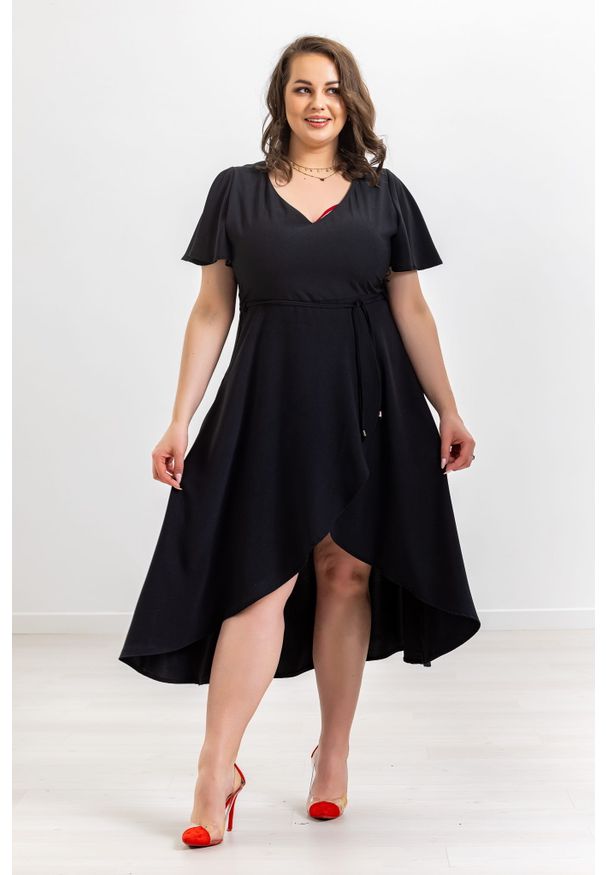 Czarna sukienka Moda Size Plus Iwanek na imprezę, na wiosnę