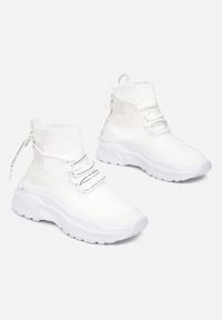 Born2be - Białe Sneakersy Kallissa. Wysokość cholewki: za kostkę. Zapięcie: bez zapięcia. Kolor: biały. Materiał: materiał. Szerokość cholewki: normalna #4