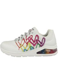 skechers - Buty do chodzenia damskie Skechers Uno 2 Floating. Zapięcie: sznurówki. Kolor: biały, czerwony, wielokolorowy. Materiał: materiał, syntetyk, tkanina. Szerokość cholewki: normalna. Sport: turystyka piesza