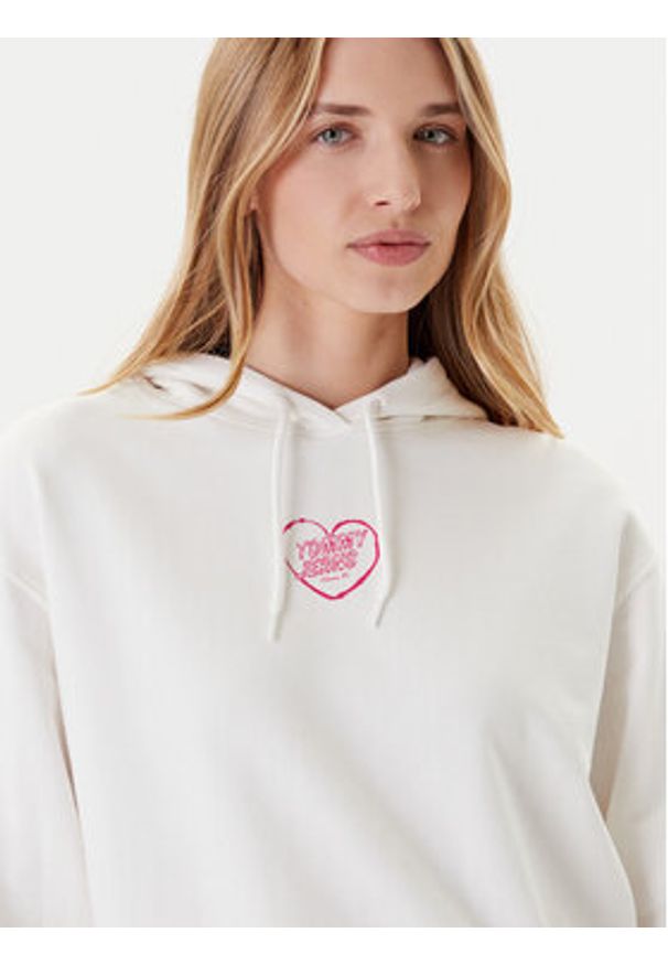 Tommy Jeans Bluza Heart DW0DW21408 Biały Relaxed Fit. Kolor: biały. Materiał: bawełna