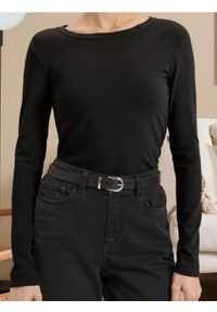 Sinsay - Koszulka z długimi rękawami - czarny. Kolor: czarny. Długość rękawa: długi rękaw. Długość: długie