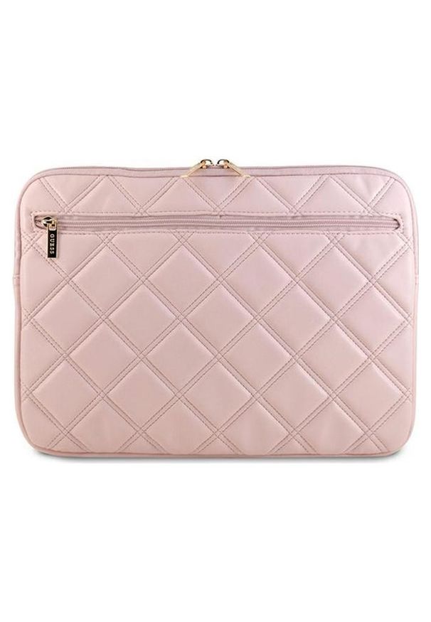 Etui Guess Quilted 4G Sleeve 13'' - 14'' różowy. Kolor: różowy. Materiał: skóra ekologiczna, materiał. Wzór: aplikacja. Styl: elegancki