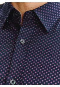 Pako Lorente - PAKO LORENTE – Granatowa koszula w kwiaty. Kolor: niebieski. Materiał: elastan, bawełna. Długość rękawa: długi rękaw. Długość: długie. Wzór: kwiaty #4