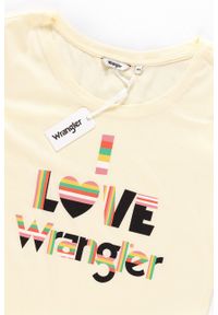 Wrangler - WRANGLER T SHIRT DAMSKI I LOVE TEE ETHEREAL YELLOW W700LF6UF. Wzór: nadruk #9