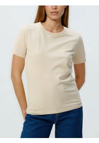 Reserved - T-shirt regular - kremowy. Kolor: kremowy. Materiał: dzianina, bawełna