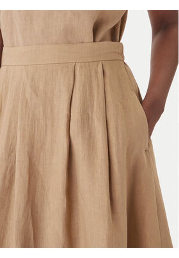 Marella Spódnica trapezowa Biada 2615101082 Beżowy Regular Fit. Kolor: beżowy. Materiał: len
