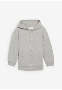 bonprix - Bluza rozpinana z kapturem, z miękkiego materiału z bawełną organiczną. Typ kołnierza: kaptur. Kolor: szary. Materiał: materiał, bawełna