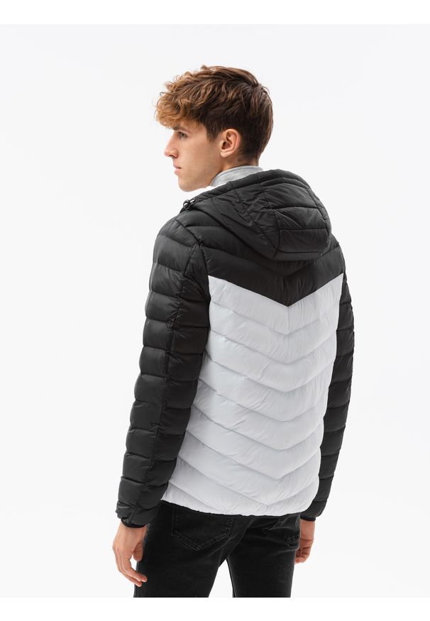 Ombre Clothing - Kurtka męska przejściowa C366 - biała - XXL. Kolor: biały. Materiał: nylon, poliester