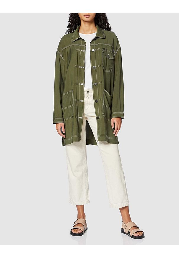 Lee - DAMSKA TUNIKA LEE ELONGATED DUSTER COA REGULAR FIT OLIVE GREEN L45WCWNX 112110654