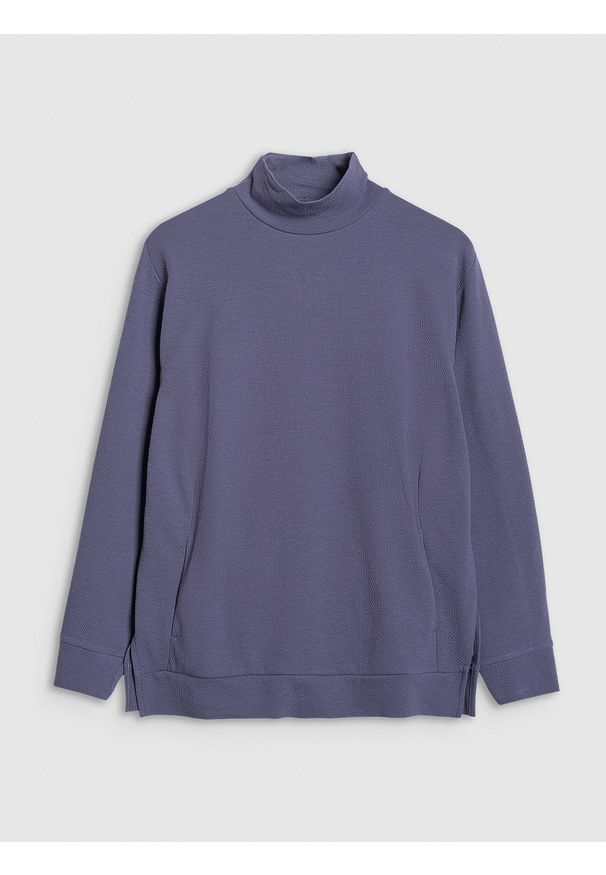 4f - 4F Bluza dresowa do jogi i pilatesu damska - granatowa XL. Okazja: na co dzień. Kolor: niebieski. Materiał: dresówka. Wzór: gładki. Styl: klasyczny, casual. Sport: joga i pilates