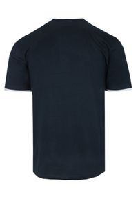Męska Koszulka Pako Jeans - Granatowa - Dekolt z Guzikami. Okazja: na co dzień. Kolor: niebieski. Materiał: bawełna. Styl: casual