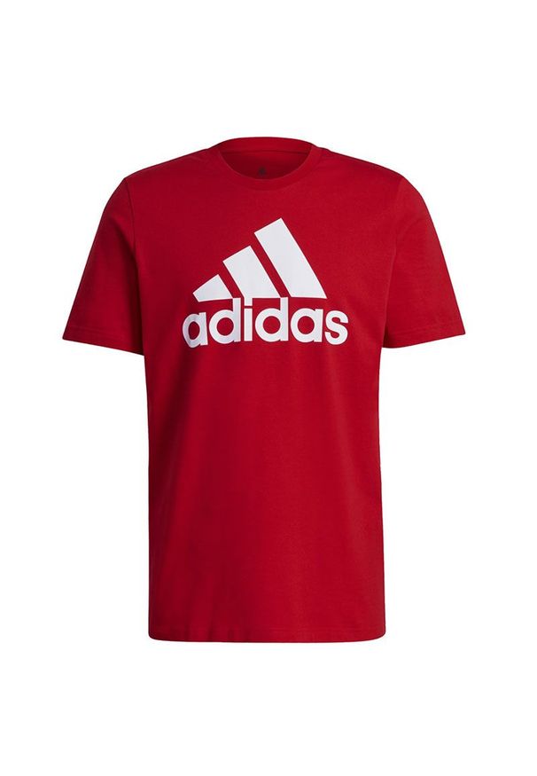 Adidas - Koszulka adidas Essentials Big Logo Tee GK9124 - czerwona. Kolor: czerwony. Materiał: bawełna. Długość rękawa: krótki rękaw. Długość: krótkie. Wzór: aplikacja