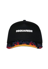 DSQUARED2 Czarna czapka z daszkiem w płomienie. Kolor: czarny #3