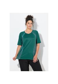 ULLA POPKEN - Damskie Bluzka funkcyjna kwiaty/panterka dekolt w serek rękaw 1/2. Typ kołnierza: dekolt w serek. Kolekcja: plus size. Kolor: zielony. Materiał: poliester, elastan, materiał. Wzór: motyw zwierzęcy, kwiaty. Sport: fitness #1