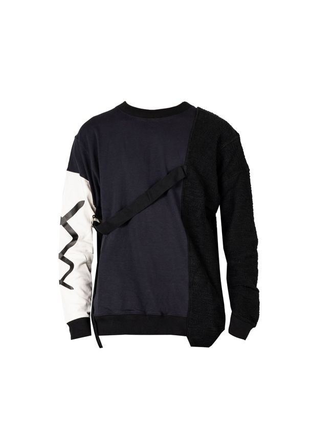 Nicolo Tonetto Bluza "Lien" | U41NTN1003 | Mężczyzna | Czarny, Biały, Granatowy. Okazja: na co dzień. Kolor: czarny, biały, niebieski, wielokolorowy. Materiał: bawełna, elastan. Wzór: aplikacja, nadruk. Styl: casual