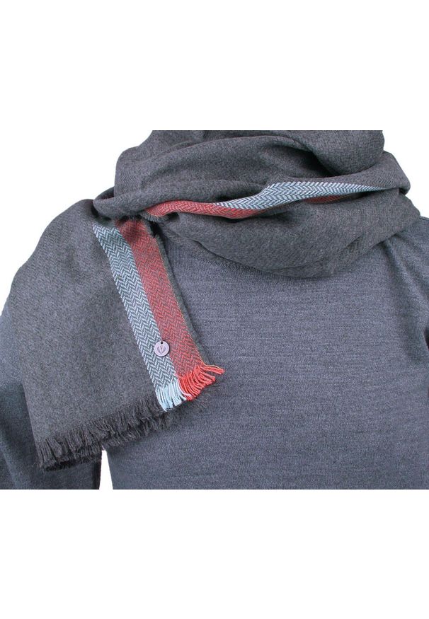 Szalik Męski - V. Fraas - Cashmink - Jasny Grafit. Materiał: syntetyk, tkanina, materiał, poliakryl, wełna. Wzór: prążki, paski. Sezon: lato