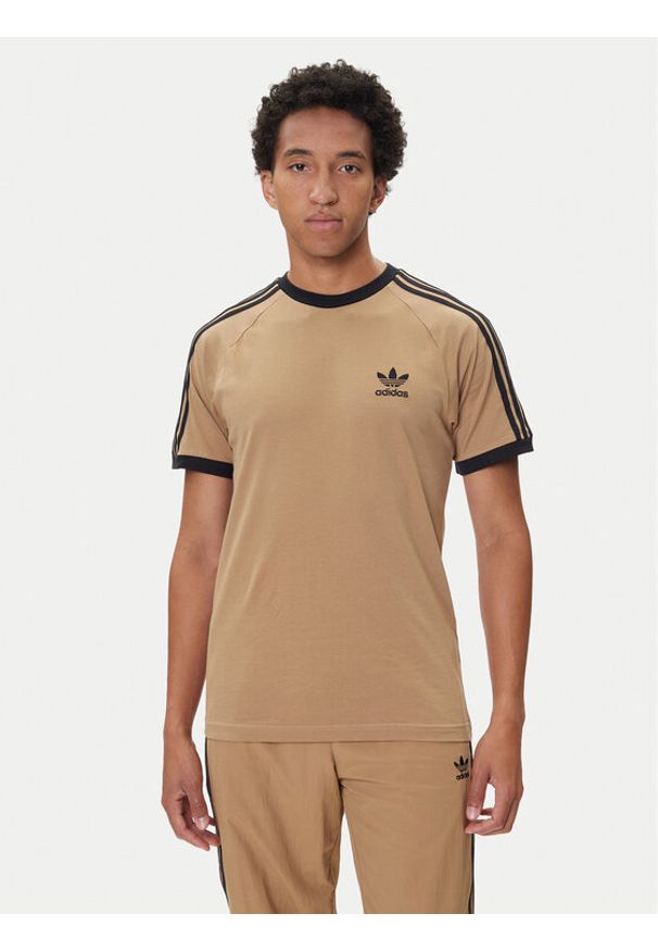 Adidas - adidas T-Shirt adicolor Classics 3-Stripes JY1370 Beżowy Slim Fit. Kolor: beżowy. Materiał: bawełna