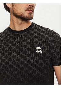Karl Lagerfeld - KARL LAGERFELD T-Shirt 755099 551251 Czarny Regular Fit. Typ kołnierza: dekolt w karo. Kolor: czarny. Materiał: bawełna #4
