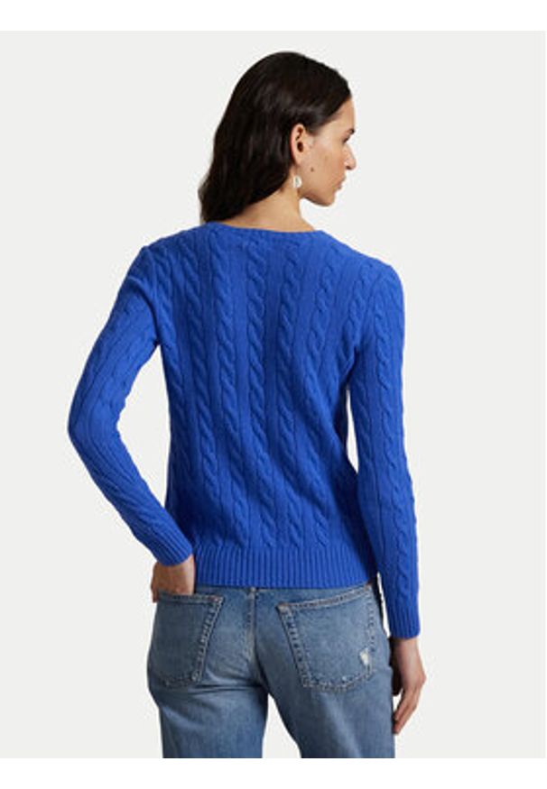 Polo Ralph Lauren Sweter 211971865006 Niebieski Slim Fit. Typ kołnierza: polo. Kolor: niebieski. Materiał: wełna